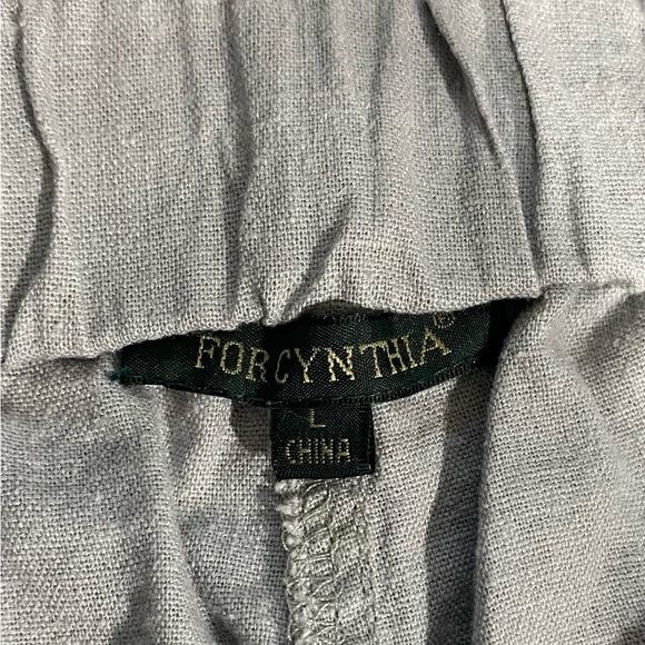 For Cynthia Tan Linen Blend Pants, Size L, Elastic Drawstring Waist, Pockets - Picture 2 of 8